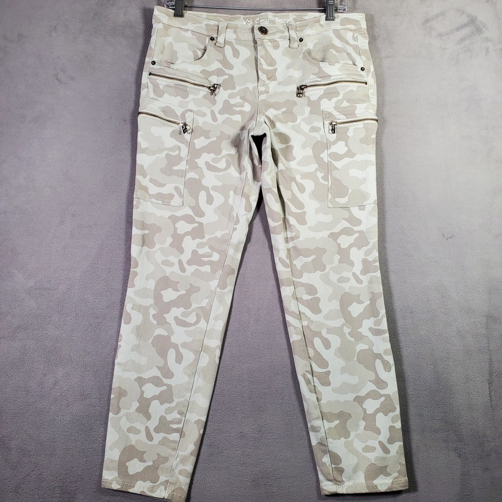 Victorias Secret Cargo Crop Pants Womens 10 Beige Camo Zip Pockets‎ Y2K Utility